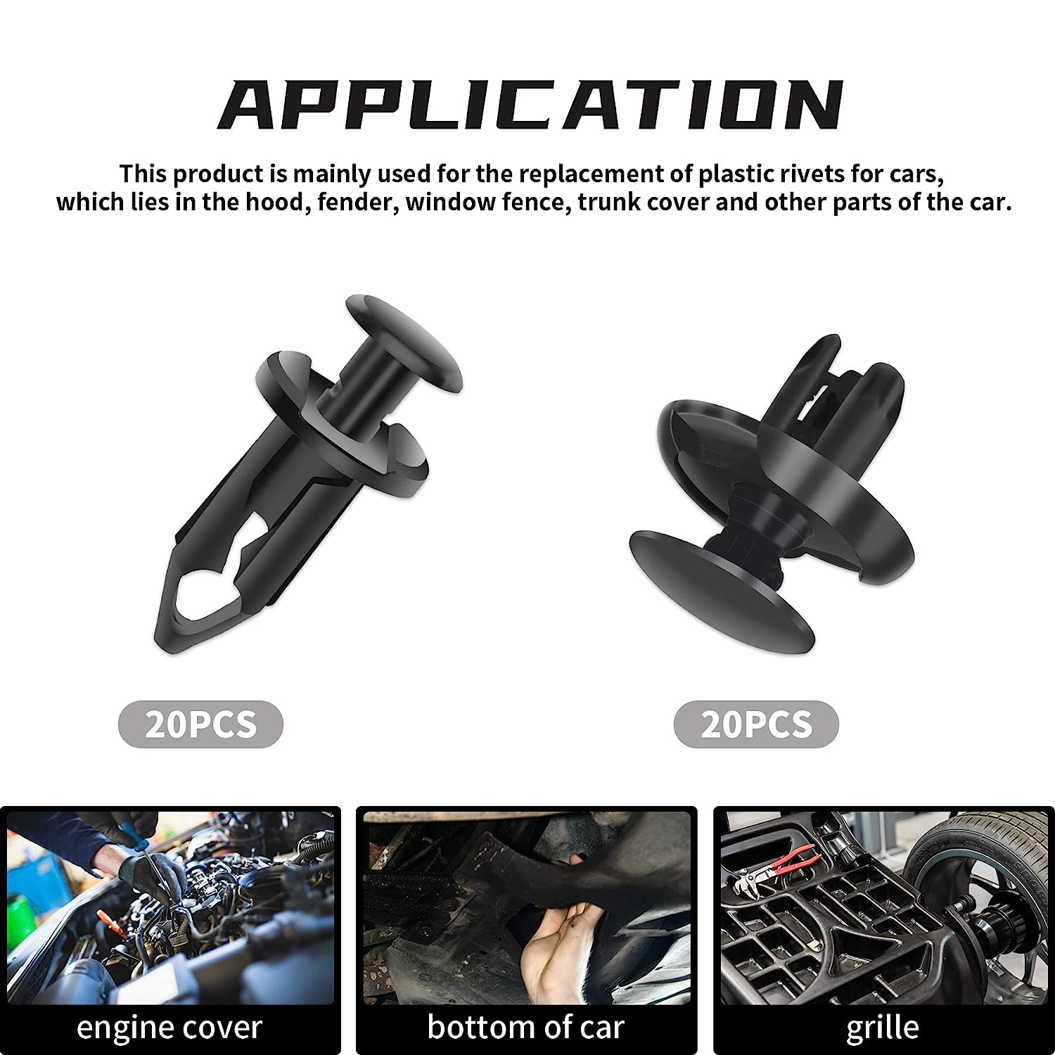 KCRTEK 120 pcs 6.3mm 8mm 9mm 10mm Nylon Bumper Push Fasteners,Bumper Clips with Fastener Removal Tool - Image 6